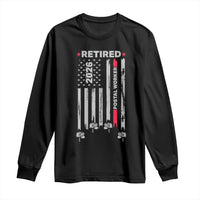 Retired Postal Worker 2026 Long Sleeve Shirt Retro US Flag Mailman Postman Retirement Gifts - Wonder Print Shop