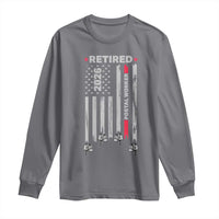 Retired Postal Worker 2026 Long Sleeve Shirt Retro US Flag Mailman Postman Retirement Gifts - Wonder Print Shop