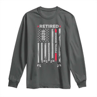 Retired Postal Worker 2026 Long Sleeve Shirt Retro US Flag Mailman Postman Retirement Gifts - Wonder Print Shop