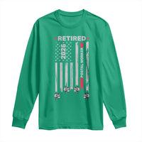 Retired Postal Worker 2026 Long Sleeve Shirt Retro US Flag Mailman Postman Retirement Gifts - Wonder Print Shop