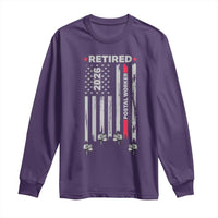 Retired Postal Worker 2026 Long Sleeve Shirt Retro US Flag Mailman Postman Retirement Gifts - Wonder Print Shop