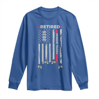 Retired Postal Worker 2026 Long Sleeve Shirt Retro US Flag Mailman Postman Retirement Gifts - Wonder Print Shop