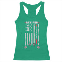 Retired Postal Worker 2026 Racerback Tank Top Retro US Flag Mailman Postman Retirement Gifts - Wonder Print Shop