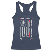 Retired Postal Worker 2026 Racerback Tank Top Retro US Flag Mailman Postman Retirement Gifts - Wonder Print Shop