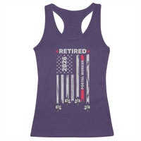Retired Postal Worker 2026 Racerback Tank Top Retro US Flag Mailman Postman Retirement Gifts - Wonder Print Shop