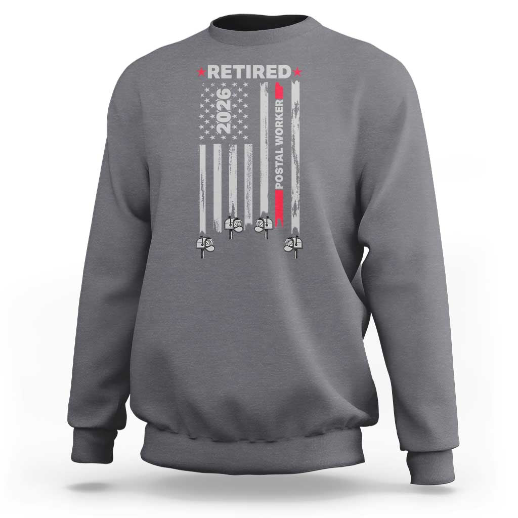Retired Postal Worker 2026 Sweatshirt Retro US Flag Mailman Postman Retirement Gifts - Wonder Print Shop