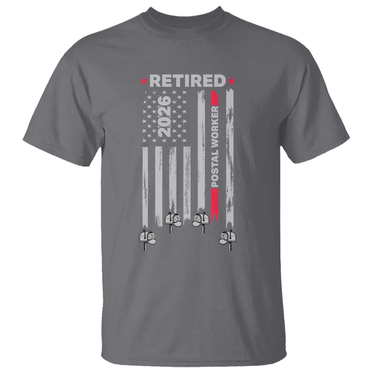 Retired Postal Worker 2026 T Shirt Retro US Flag Mailman Postman Retirement Gifts - Wonder Print Shop