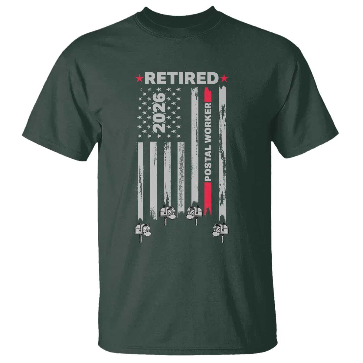 Retired Postal Worker 2026 T Shirt Retro US Flag Mailman Postman Retirement Gifts - Wonder Print Shop