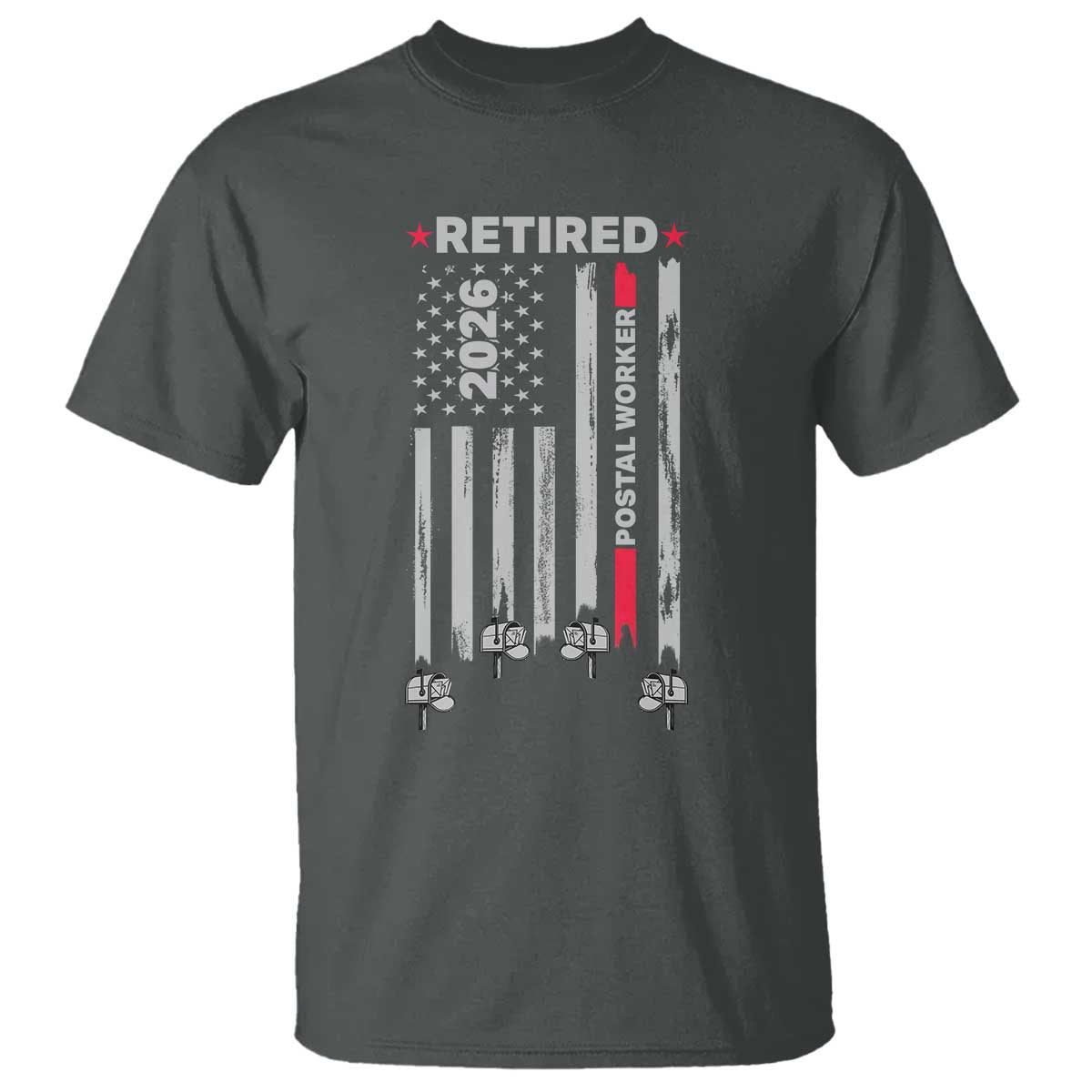 Retired Postal Worker 2026 T Shirt Retro US Flag Mailman Postman Retirement Gifts - Wonder Print Shop
