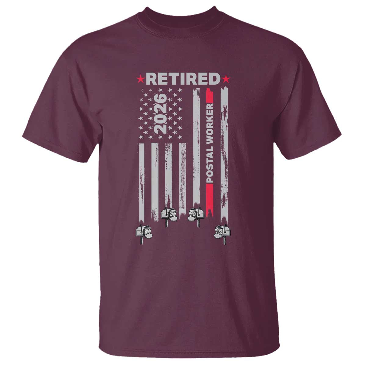 Retired Postal Worker 2026 T Shirt Retro US Flag Mailman Postman Retirement Gifts - Wonder Print Shop