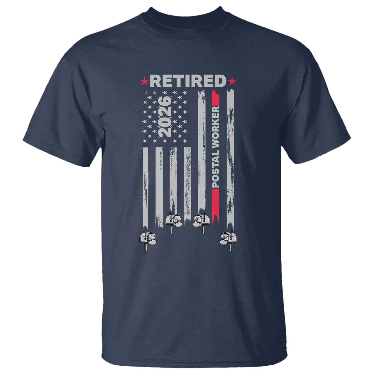 Retired Postal Worker 2026 T Shirt Retro US Flag Mailman Postman Retirement Gifts - Wonder Print Shop