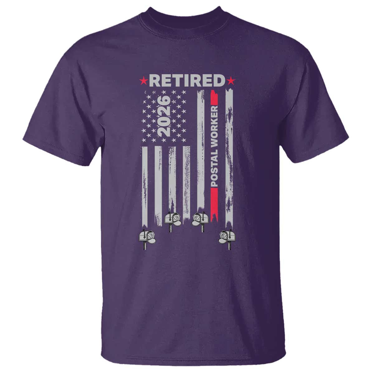 Retired Postal Worker 2026 T Shirt Retro US Flag Mailman Postman Retirement Gifts - Wonder Print Shop