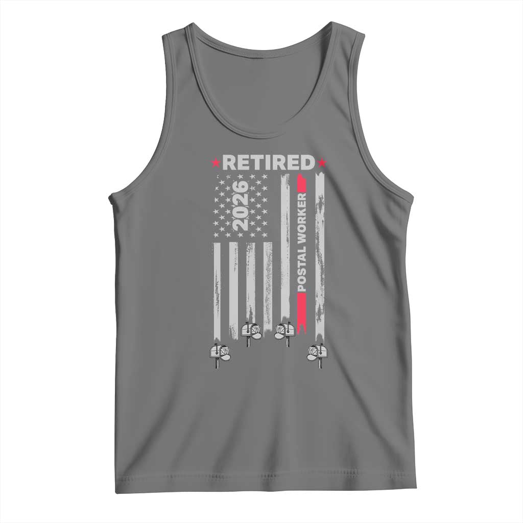 Retired Postal Worker 2026 Tank Top Retro US Flag Mailman Postman Retirement Gifts - Wonder Print Shop