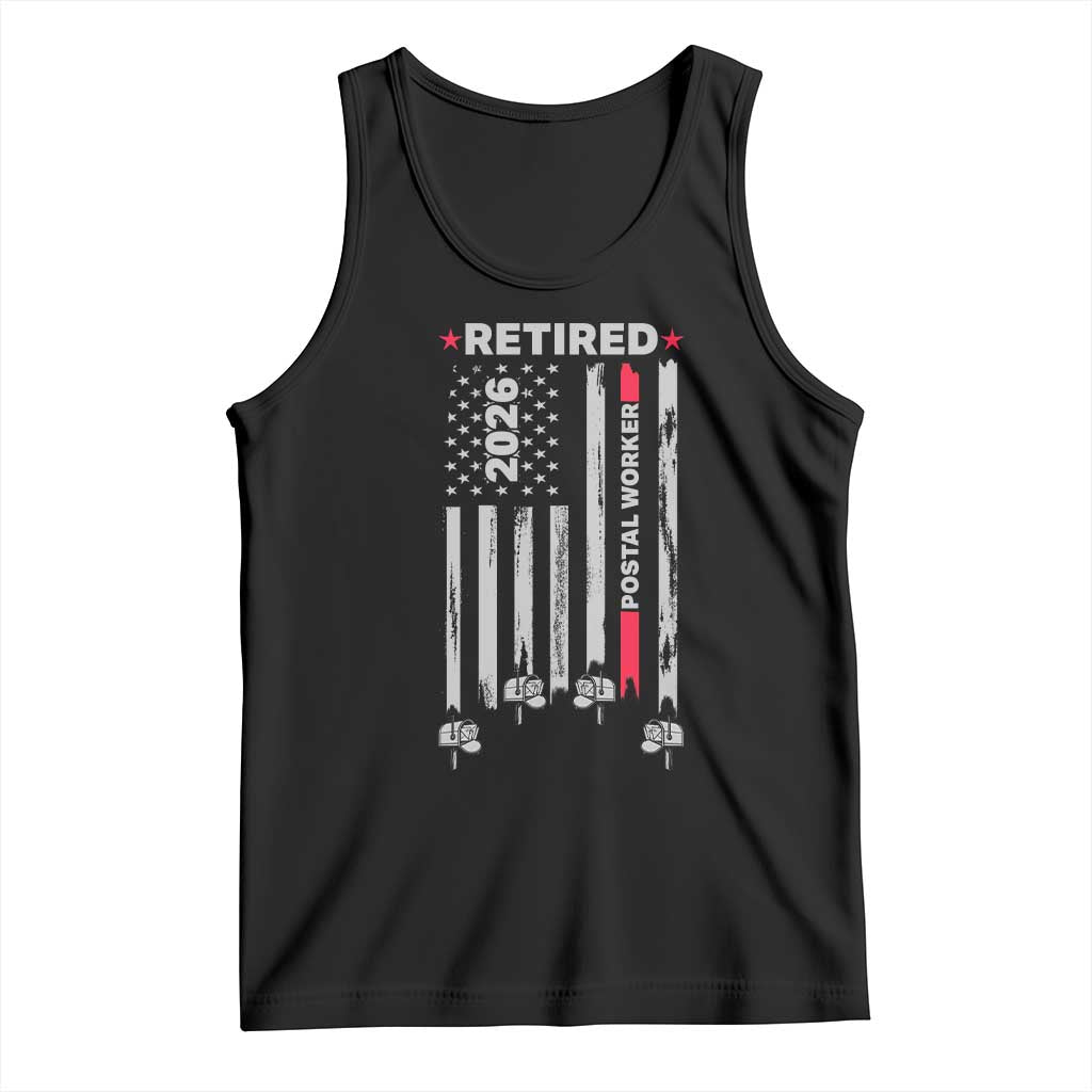 Retired Postal Worker 2026 Tank Top Retro US Flag Mailman Postman Retirement Gifts - Wonder Print Shop