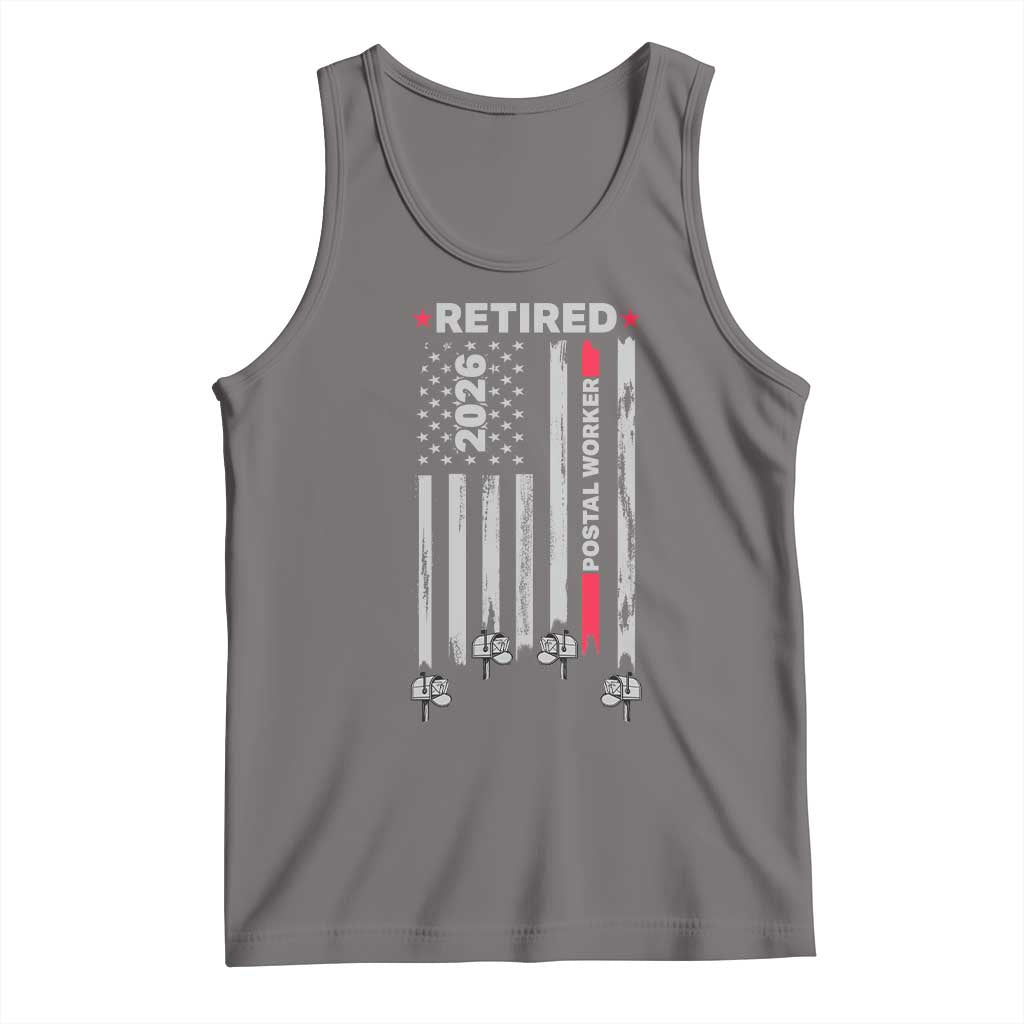 Retired Postal Worker 2026 Tank Top Retro US Flag Mailman Postman Retirement Gifts - Wonder Print Shop