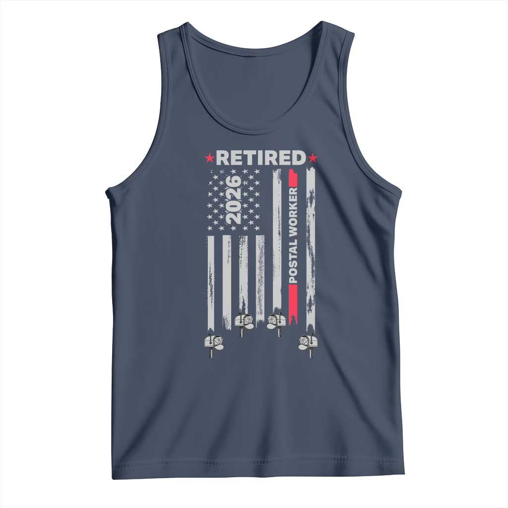 Retired Postal Worker 2026 Tank Top Retro US Flag Mailman Postman Retirement Gifts - Wonder Print Shop