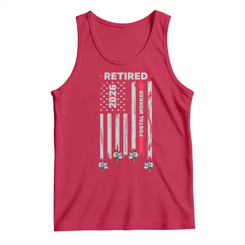 Retired Postal Worker 2026 Tank Top Retro US Flag Mailman Postman Retirement Gifts - Wonder Print Shop