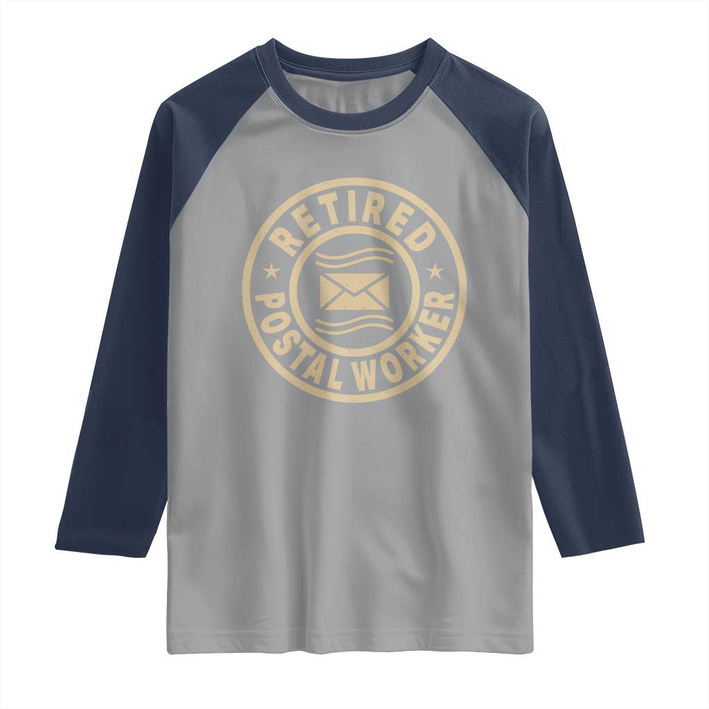 Retired Postal Worker Raglan Shirt Mailman Postman Vintage Retirement Gifts - Wonder Print Shop