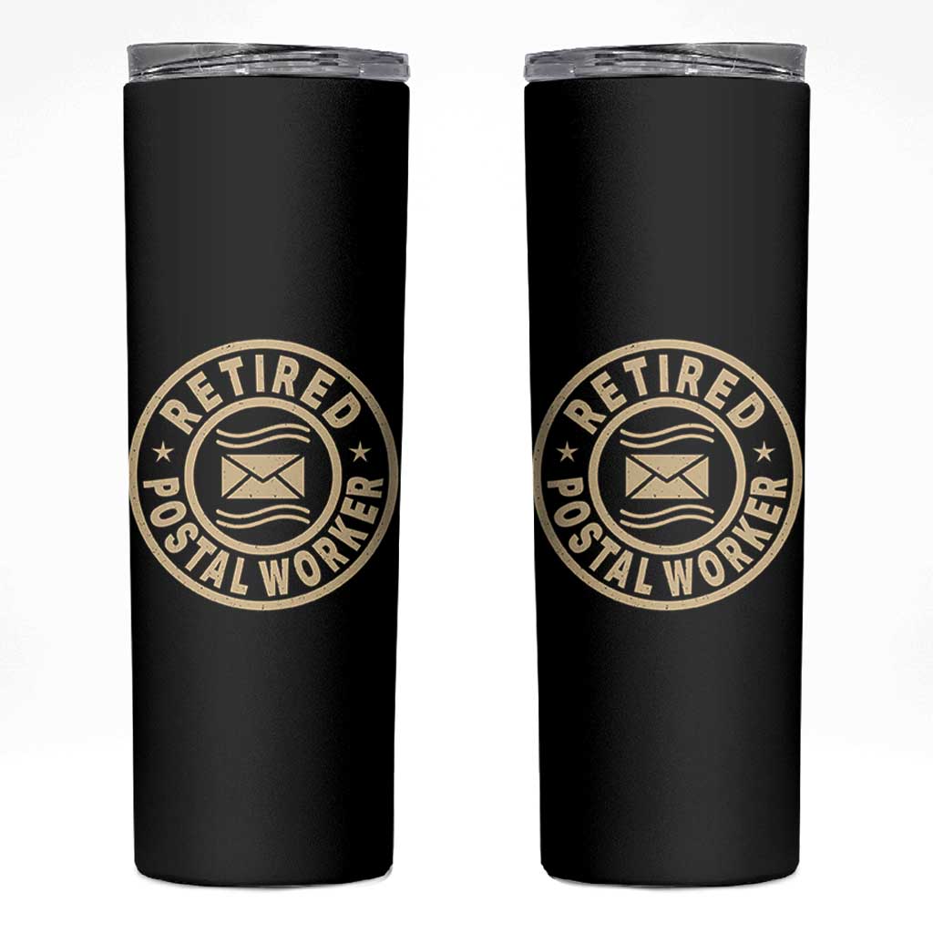 Retired Postal Worker Skinny Tumbler Mailman Postman Vintage Retirement Gifts - Wonder Print Shop