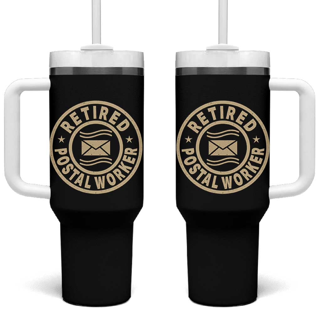 Retired Postal Worker Tumbler With Handle Mailman Postman Vintage Retirement Gifts - Wonder Print Shop
