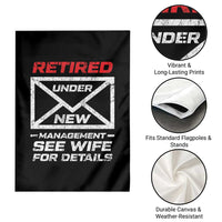 Men’s Postal Worker Retirement Garden Flag Retired Under New Management Funny Dad Humor - Wonder Print Shop