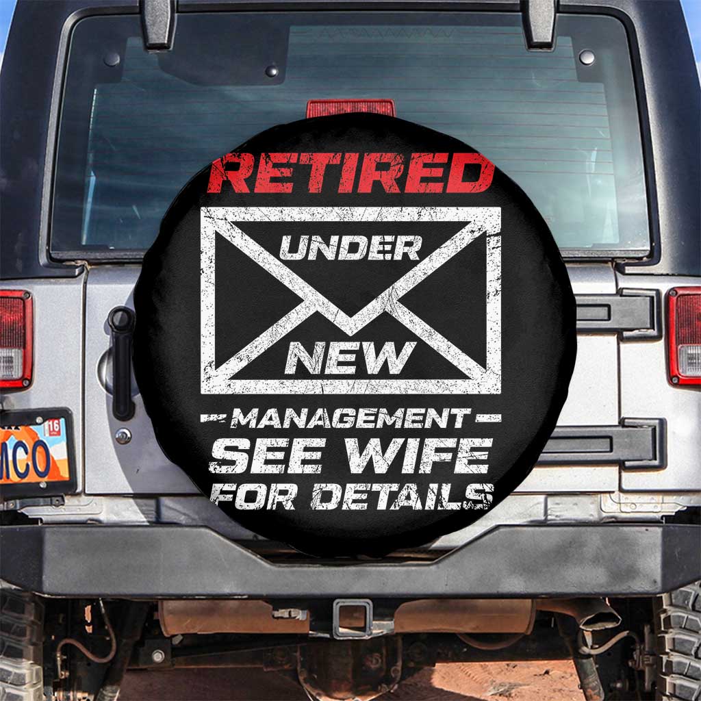 Men’s Postal Worker Retirement Spare Tire Cover Retired Under New Management Funny Dad Humor - Wonder Print Shop
