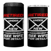Men’s Postal Worker Retirement 4 in 1 Can Cooler Tumbler Retired Under New Management Funny Dad Humor - Wonder Print Shop
