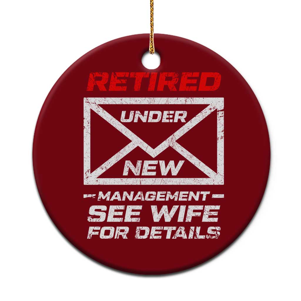 Men’s Postal Worker Retirement Ceramic Ornament Retired Under New Management Funny Dad Humor - Wonder Print Shop