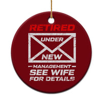 Men’s Postal Worker Retirement Ceramic Ornament Retired Under New Management Funny Dad Humor - Wonder Print Shop