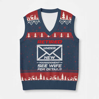Men’s Postal Worker Retirement V-Neck Knit Sweater Vest Retired Under New Management Funny Dad Humor - Wonder Print Shop