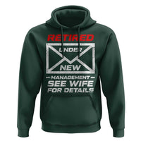 Men’s Postal Worker Retirement Hoodie Retired Under New Management Funny Dad Humor - Wonder Print Shop