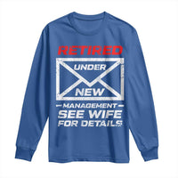 Men’s Postal Worker Retirement Long Sleeve Shirt Retired Under New Management Funny Dad Humor - Wonder Print Shop