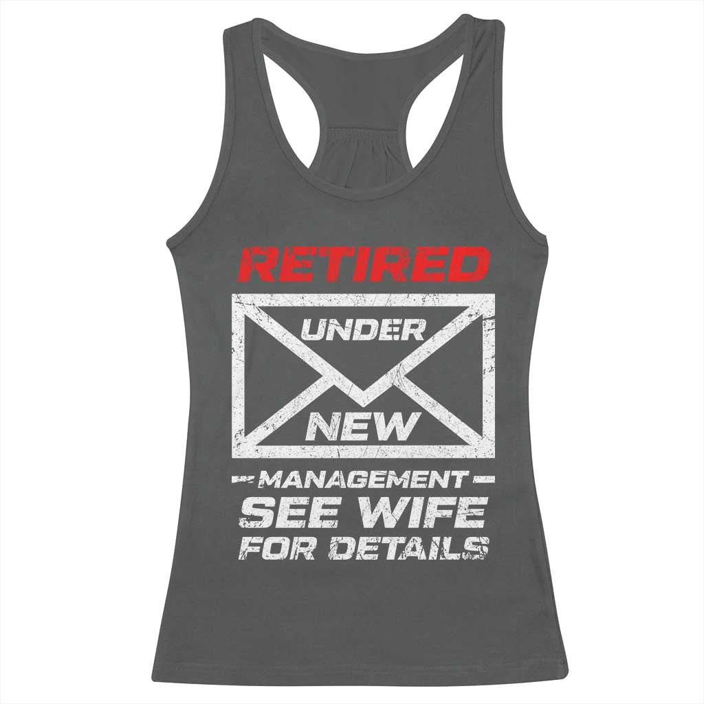Men’s Postal Worker Retirement Racerback Tank Top Retired Under New Management Funny Dad Humor - Wonder Print Shop