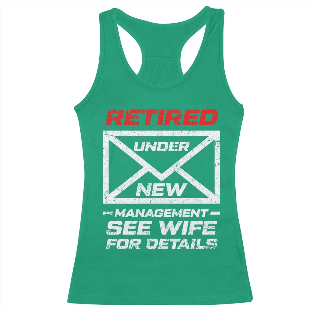 Men’s Postal Worker Retirement Racerback Tank Top Retired Under New Management Funny Dad Humor - Wonder Print Shop