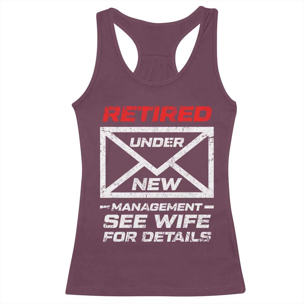 Men’s Postal Worker Retirement Racerback Tank Top Retired Under New Management Funny Dad Humor - Wonder Print Shop