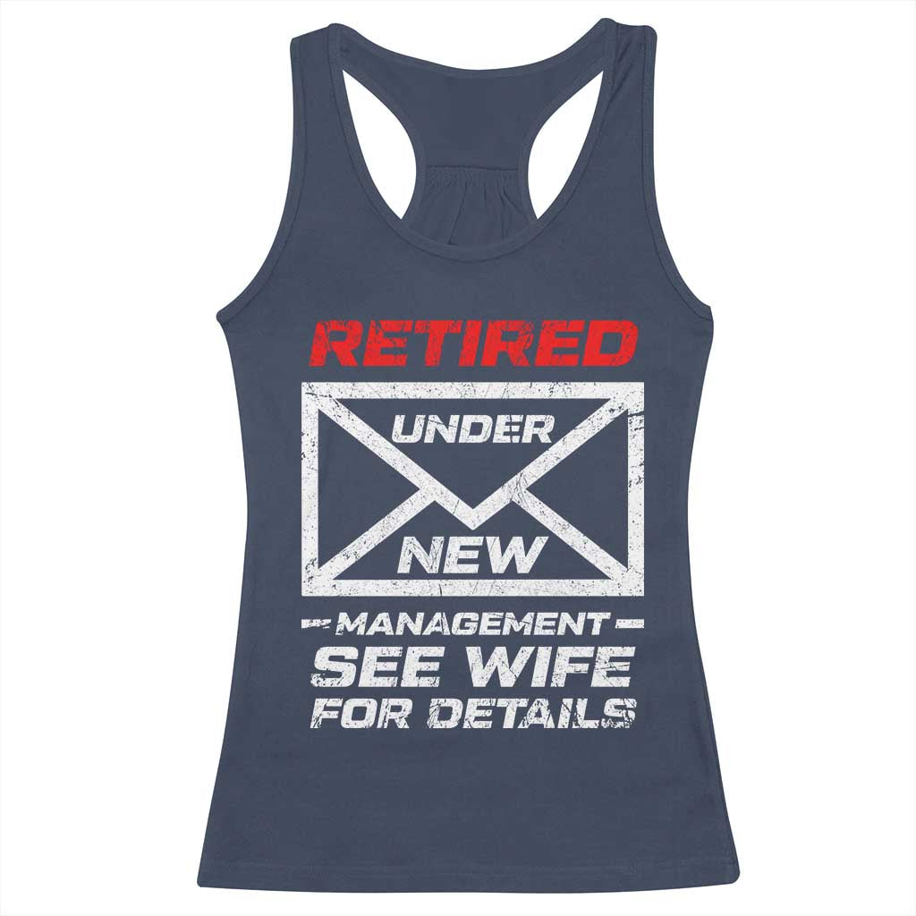 Men’s Postal Worker Retirement Racerback Tank Top Retired Under New Management Funny Dad Humor - Wonder Print Shop