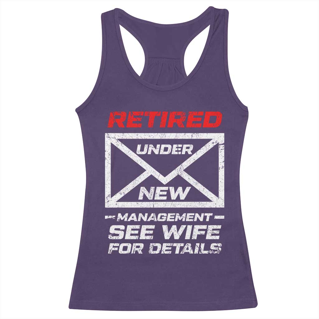 Men’s Postal Worker Retirement Racerback Tank Top Retired Under New Management Funny Dad Humor - Wonder Print Shop