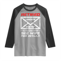 Men’s Postal Worker Retirement Raglan Shirt Retired Under New Management Funny Dad Humor - Wonder Print Shop
