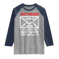 Men’s Postal Worker Retirement Raglan Shirt Retired Under New Management Funny Dad Humor - Wonder Print Shop