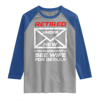Men’s Postal Worker Retirement Raglan Shirt Retired Under New Management Funny Dad Humor - Wonder Print Shop