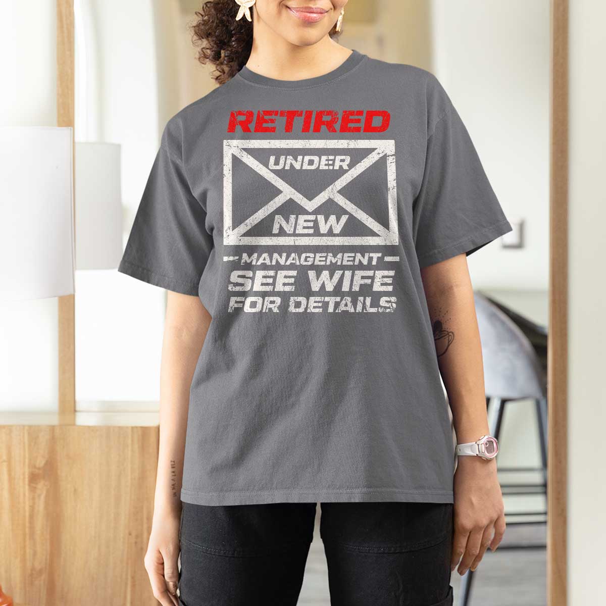 Men’s Postal Worker Retirement T Shirt For Women Retired Under New Management Funny Dad Humor - Wonder Print Shop