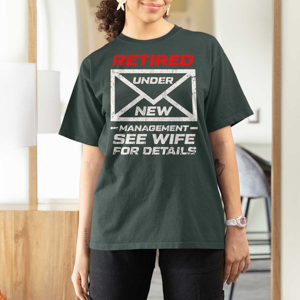 Men’s Postal Worker Retirement T Shirt For Women Retired Under New Management Funny Dad Humor - Wonder Print Shop