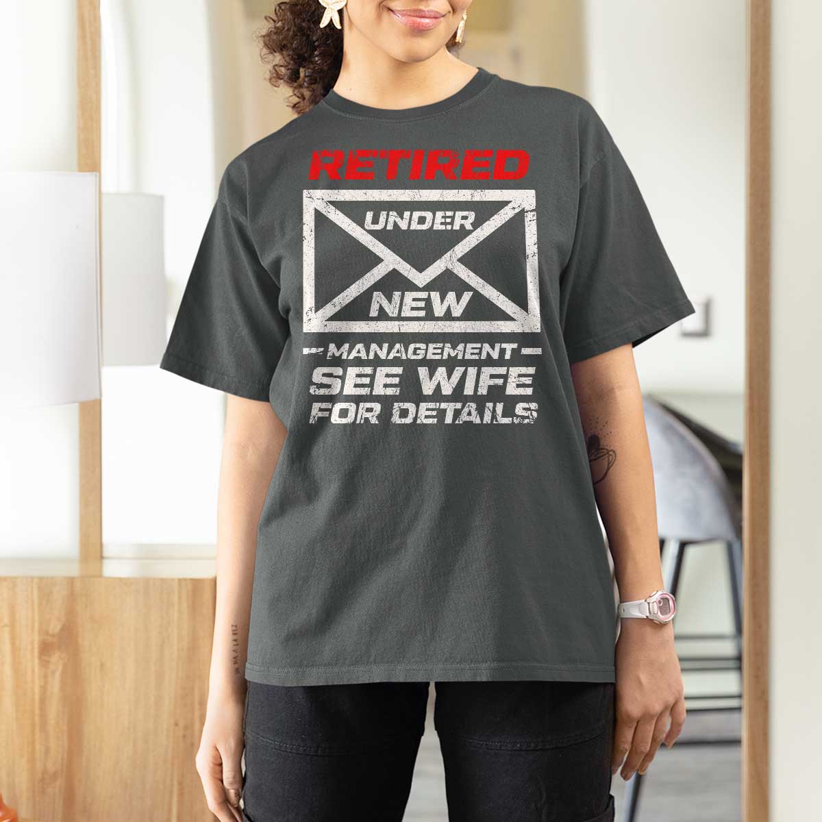 Men’s Postal Worker Retirement T Shirt For Women Retired Under New Management Funny Dad Humor - Wonder Print Shop