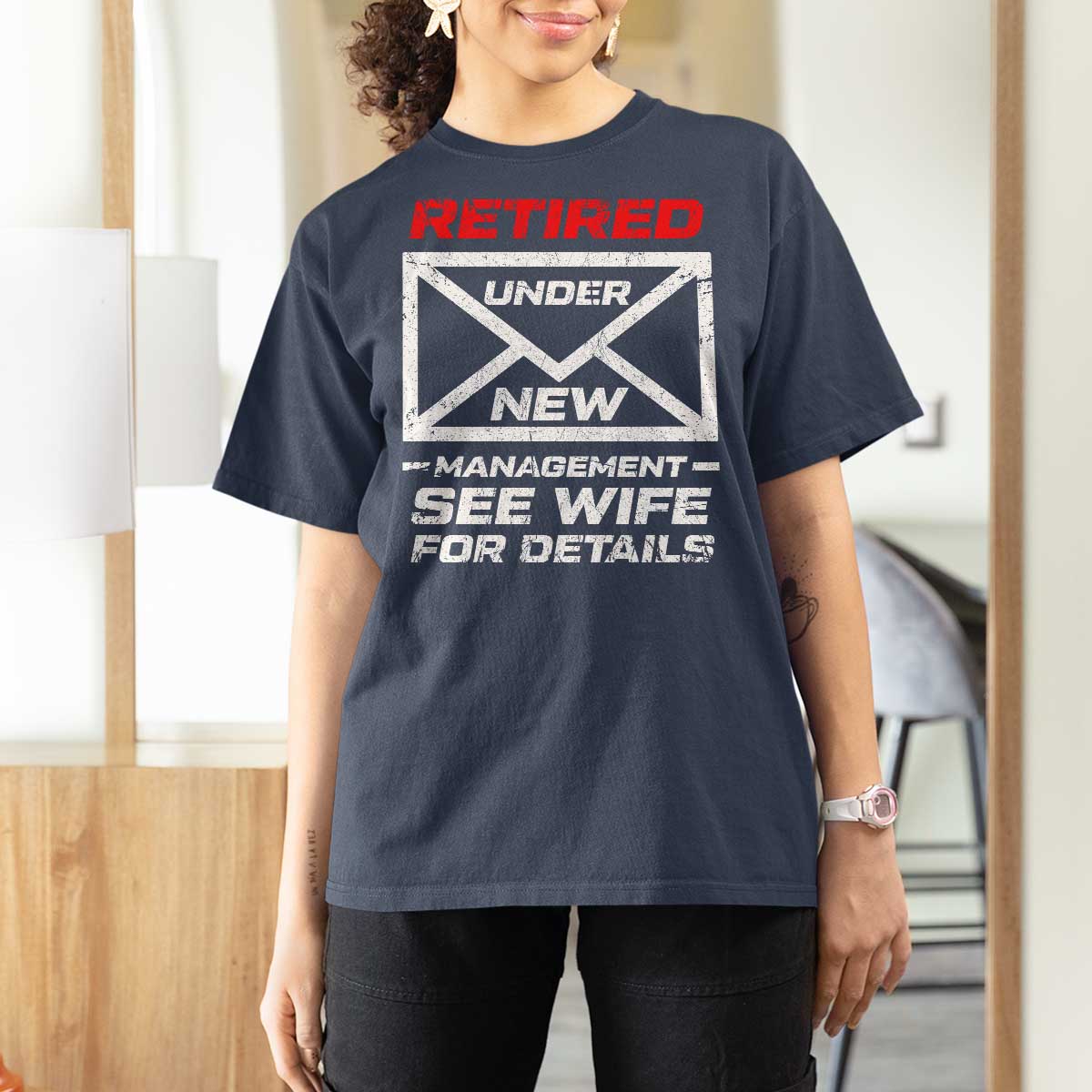 Men’s Postal Worker Retirement T Shirt For Women Retired Under New Management Funny Dad Humor - Wonder Print Shop