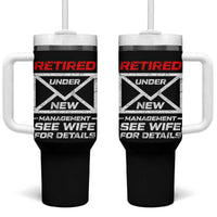 Men’s Postal Worker Retirement Tumbler With Handle Retired Under New Management Funny Dad Humor - Wonder Print Shop