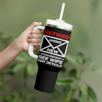 Men’s Postal Worker Retirement Tumbler With Handle Retired Under New Management Funny Dad Humor - Wonder Print Shop