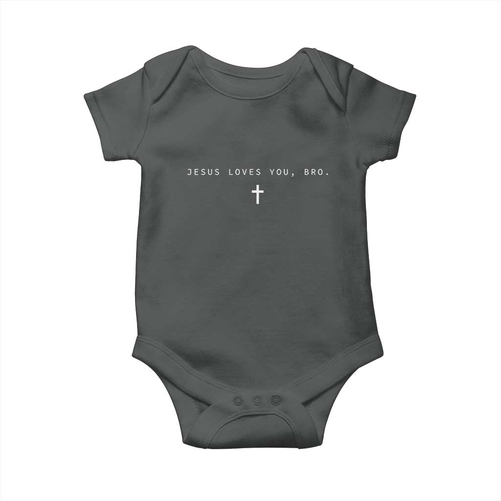 Jesus Loves You Bro Baby Onesie Cross Subtle Christian Minimal Religious Faith God Believer - Wonder Print Shop