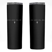 Jesus Loves You Bro Skinny Tumbler Cross Subtle Christian Minimal Religious Faith God Believer - Wonder Print Shop