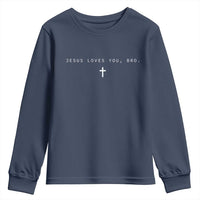 Jesus Loves You Bro Youth Sweatshirt Cross Subtle Christian Minimal Religious Faith God Believer - Wonder Print Shop