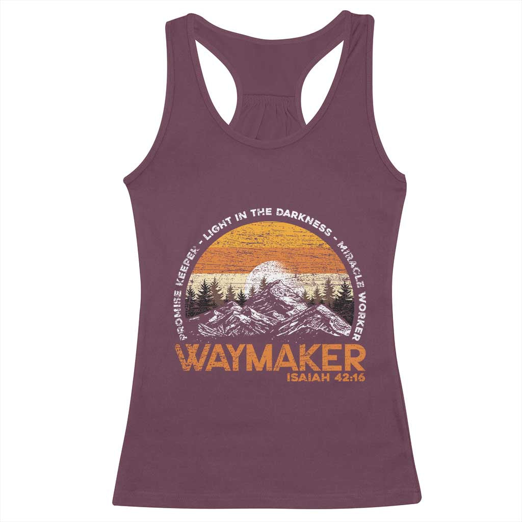 Vintage Christian Racerback Tank Top Isaiah 42:16 Waymaker Promise Keeper Miracle Worker - Wonder Print Shop
